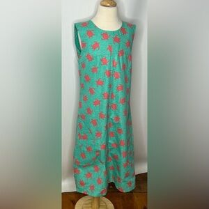 Kayce Hughes girls green pink turtle print shift dress sz 14
